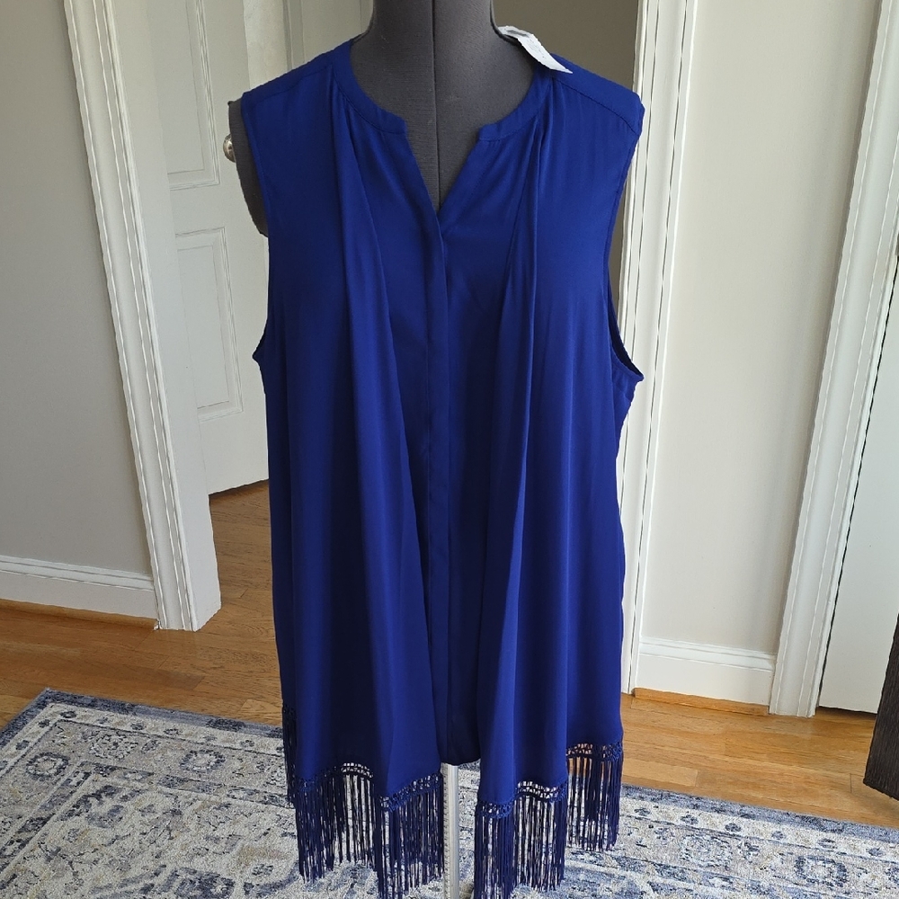 NWT Chico's Vibrant Blue Fringe Tunic Plus Size - Picture 1 of 5
